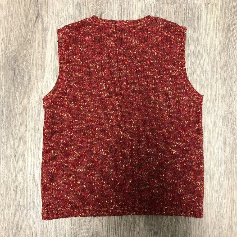 Vintage Talbots Kids Sweater Vest Boys Size 6 Multicolor Red Brown Knit Pullover
